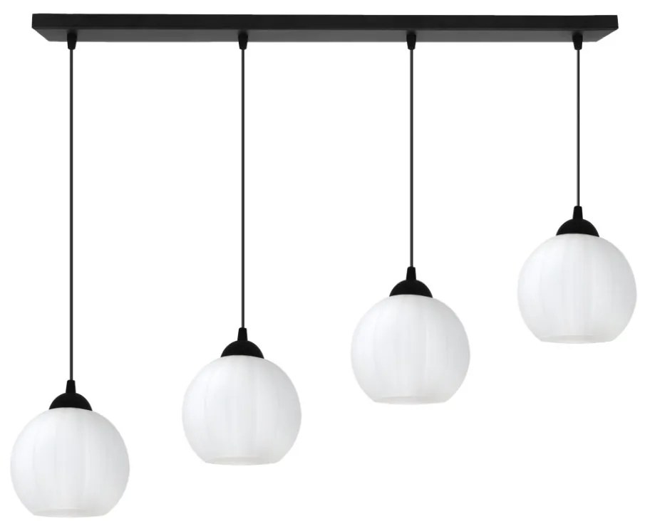 Závesné svietidlo Costa, 4x biele sklenené tienidlo, b