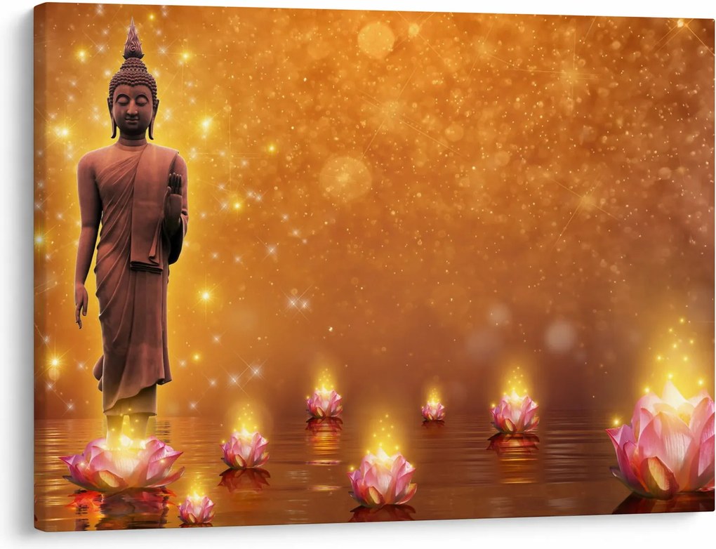 Obraz - Budha v zlatom lesku (70x50 cm)