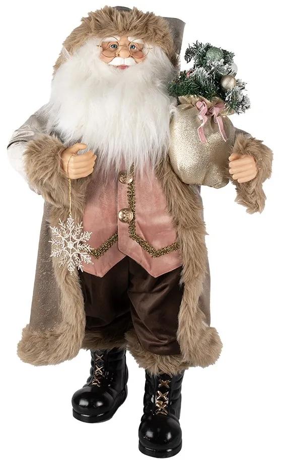 Vianočné dekorácie Santa v béžovom kabáte as vločkou - 37*29*82 cm