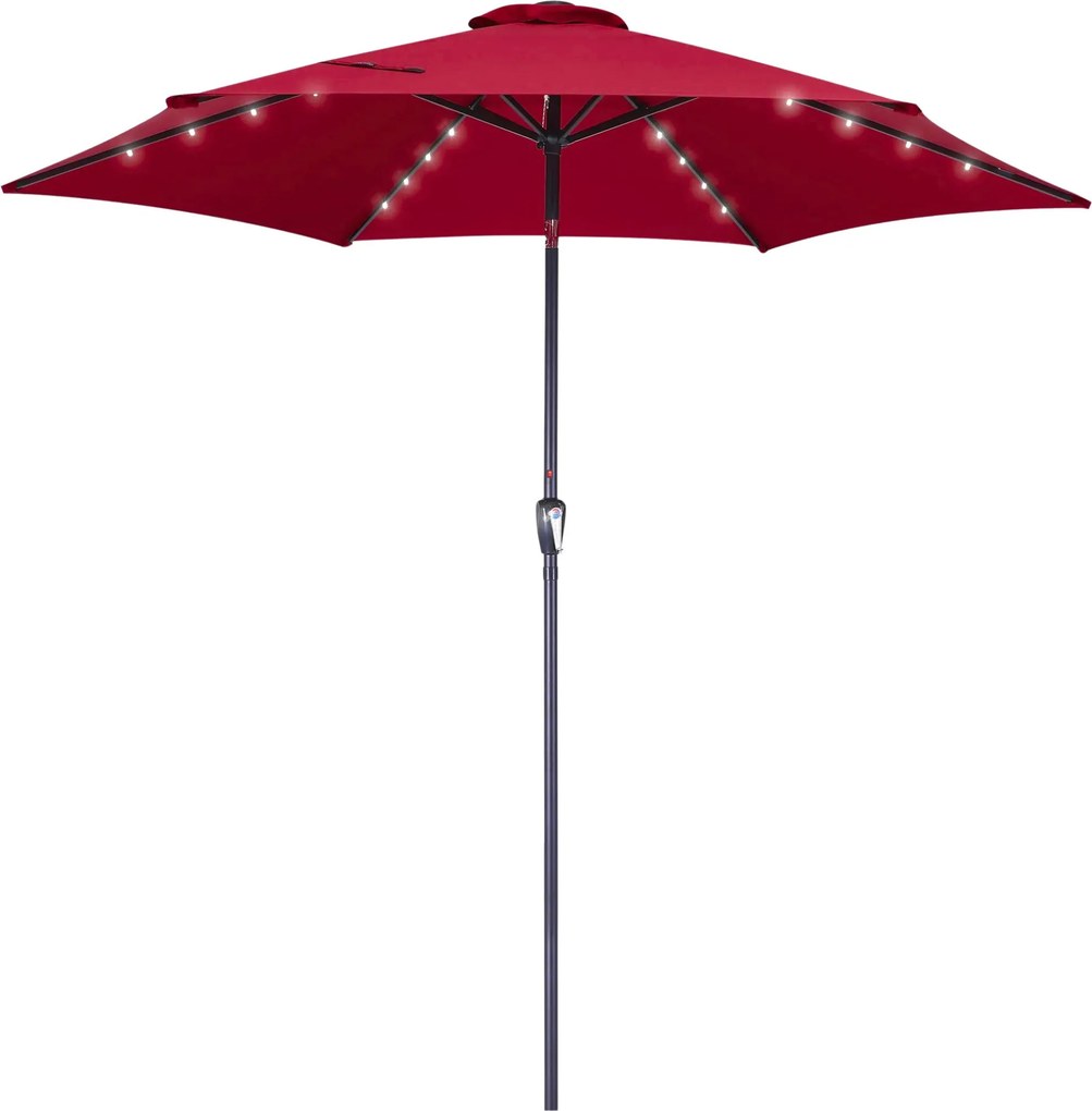 Zahradní slunečník s LED osvětlením Floridas 300 cm červený