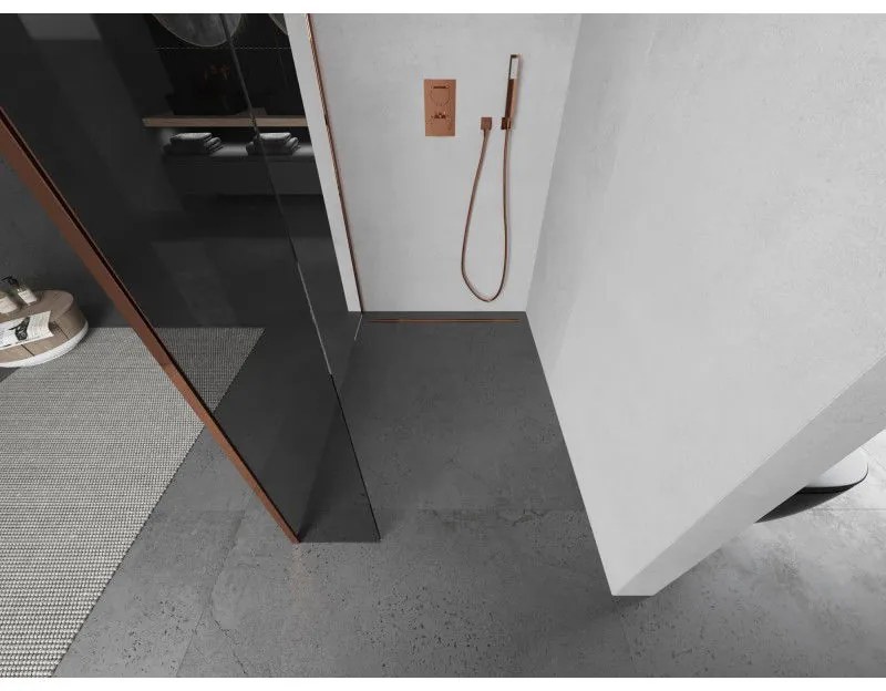 Mexen Kioto, sprchový kút typ Walk-in 90 x 30 cm, 8mm číre sklo, profil ružové zlato, 800-090-212-60-00-030