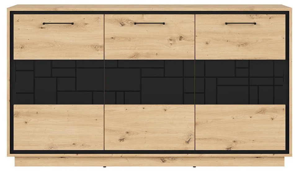 Skrinka BRW Pont KOM3D (dub artisan + čierna matná). Akcia -17%. Vlastná spoľahlivá doprava až k Vám domov. 1063041