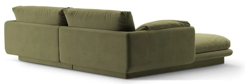 Svetlozelená zamatová rohová pohovka (pravý roh/s leňoškou) Torino – Micadoni
