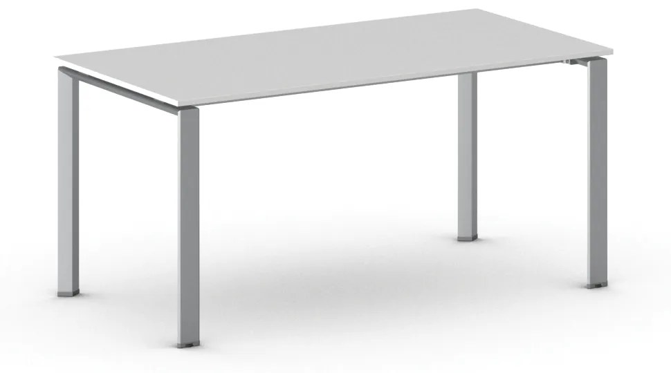 Rokovací stôl PRIMO INFINITY so sivostriebornou podnožou 1600 x 800 x 750 mm, biela