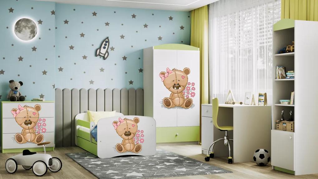 Detská posteľ Babydreams medvedík s motýlikmi zelená