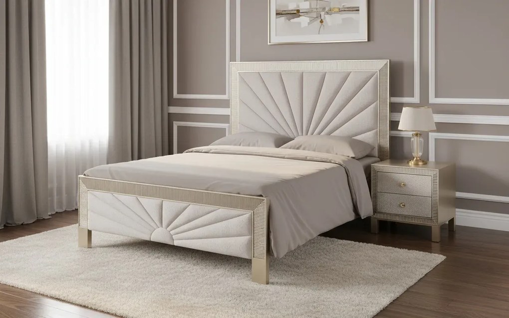 Nočný stolík Stilig ST901 55 cm ekokoža zlatý/šampanský