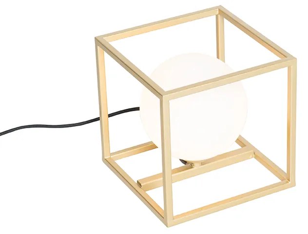 Dizajnová stolná lampa zlatá s bielym sklom - Aniek