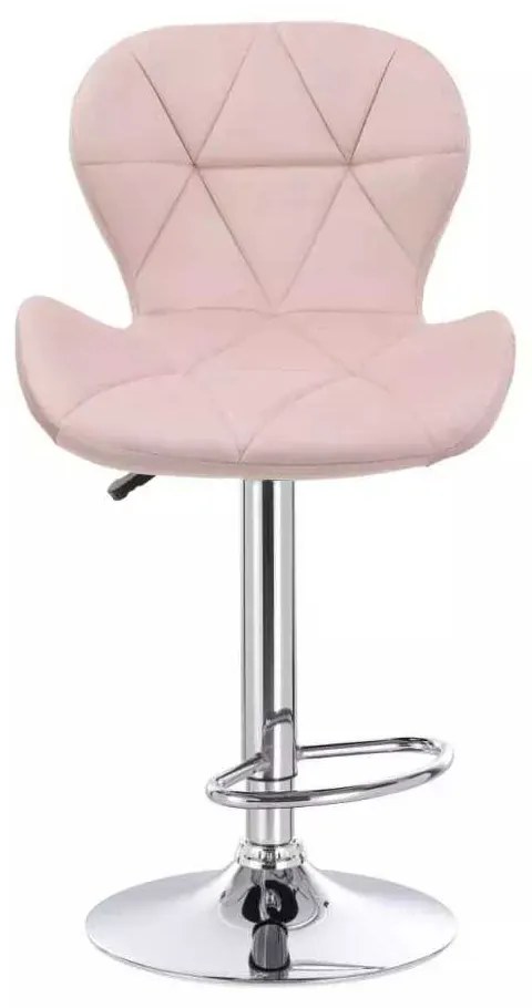 LuxuryForm DESIGN Barová stolička LIVIO VELUR na striebornom tanieri - ružová