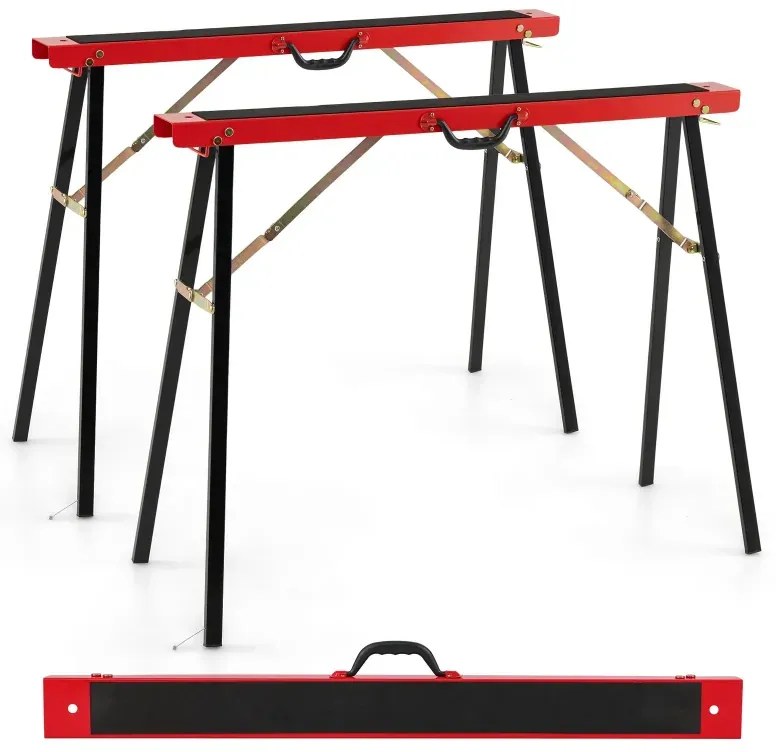 2 balenia prenosných pílových koníkov pozinkovaný kovový pracovný kozlík s protišmykovou hornou časťou čierny + oranžový