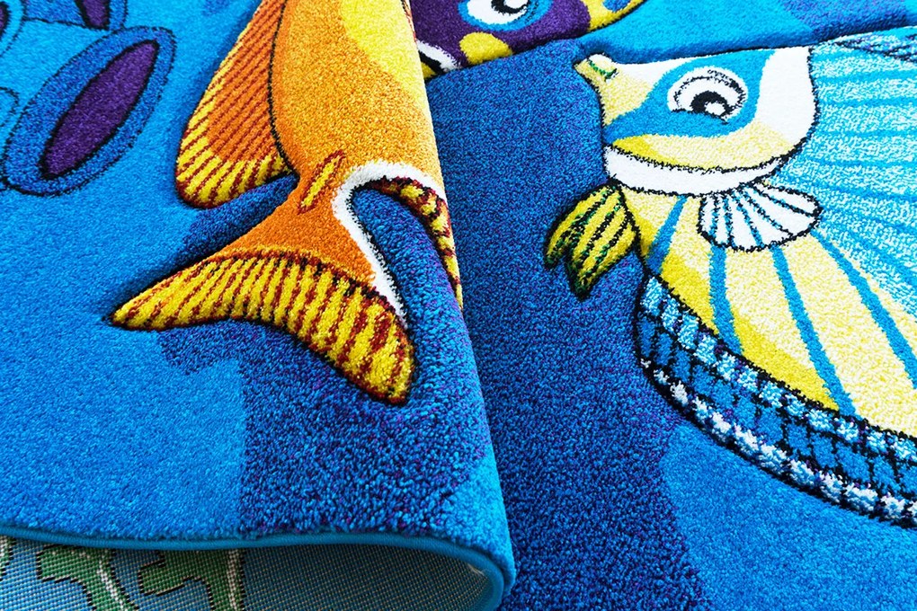 Detský koberec Smart Kids 22308 BLUE – modrý s motívom rýb Rozmer: 120x180 cm