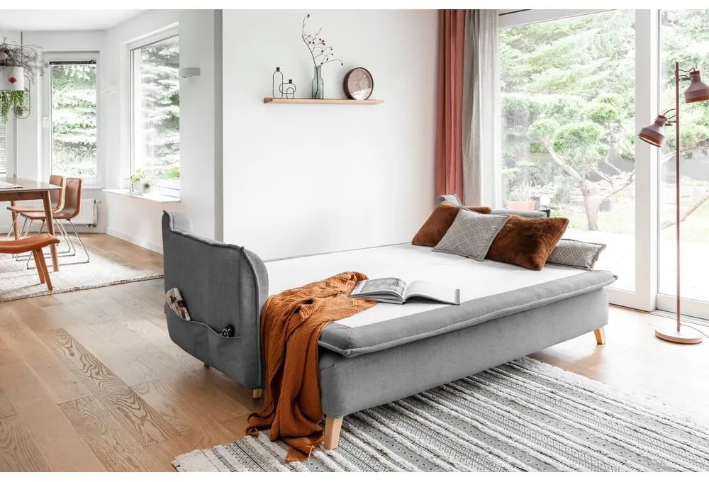 Sivá rozkladacia pohovka 225 cm Charming Charlie – Miuform