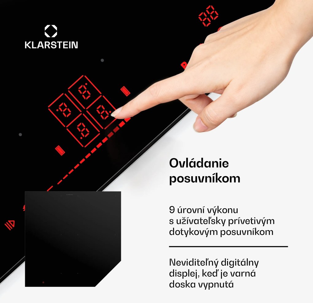 Klarstein NanoGlow indukčná varná doska, 4 varné platne, flexi zóny, booster, nanopovlak