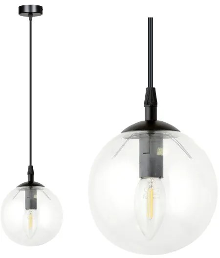 Luster na lanku COSMO 1xE14/10W/230V pr. 14 cm čierna/číra