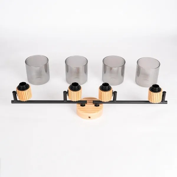 Brilagi - Bodové svietidlo HYGGE 4xE14/15W/230V drevené/dymové