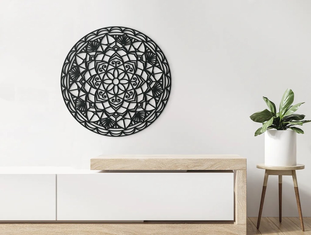 drevko Drevená mandala Kruh Rozmer obrazu: 44,5 x 44,5 cm, Farba dekorácie: Čierna