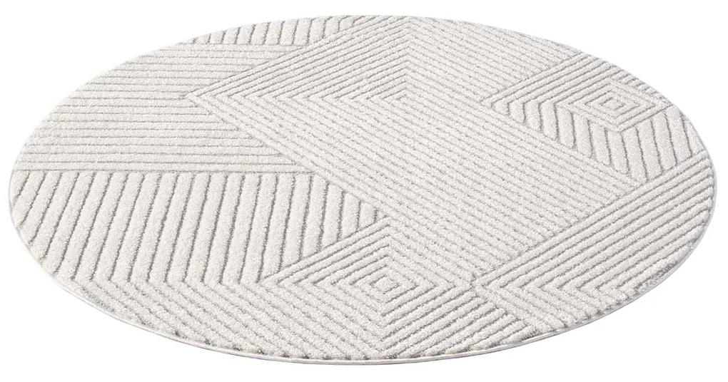Dekorstudio Moderný okrúhly koberec LOUNGE 0632 - sivý Priemer koberca: 120cm