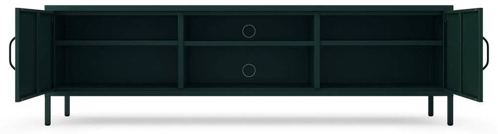 Široká kovová TV skrinka XL na nožičkách, fľaškovozelená, 1700x400x500 mm: ROSARIA