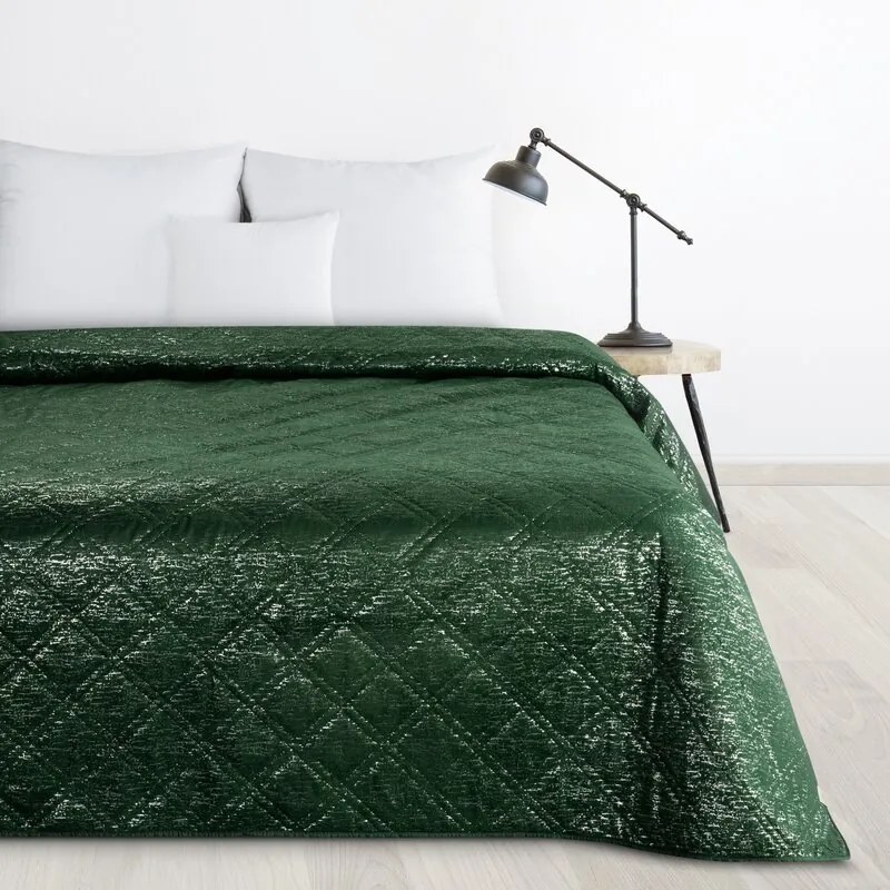 Dekorstudio Zamatový prehoz na posteľ LUIZ s lesklým vzorom - tmavozelený Rozmer prehozu (šírka x dĺžka): 170x210cm