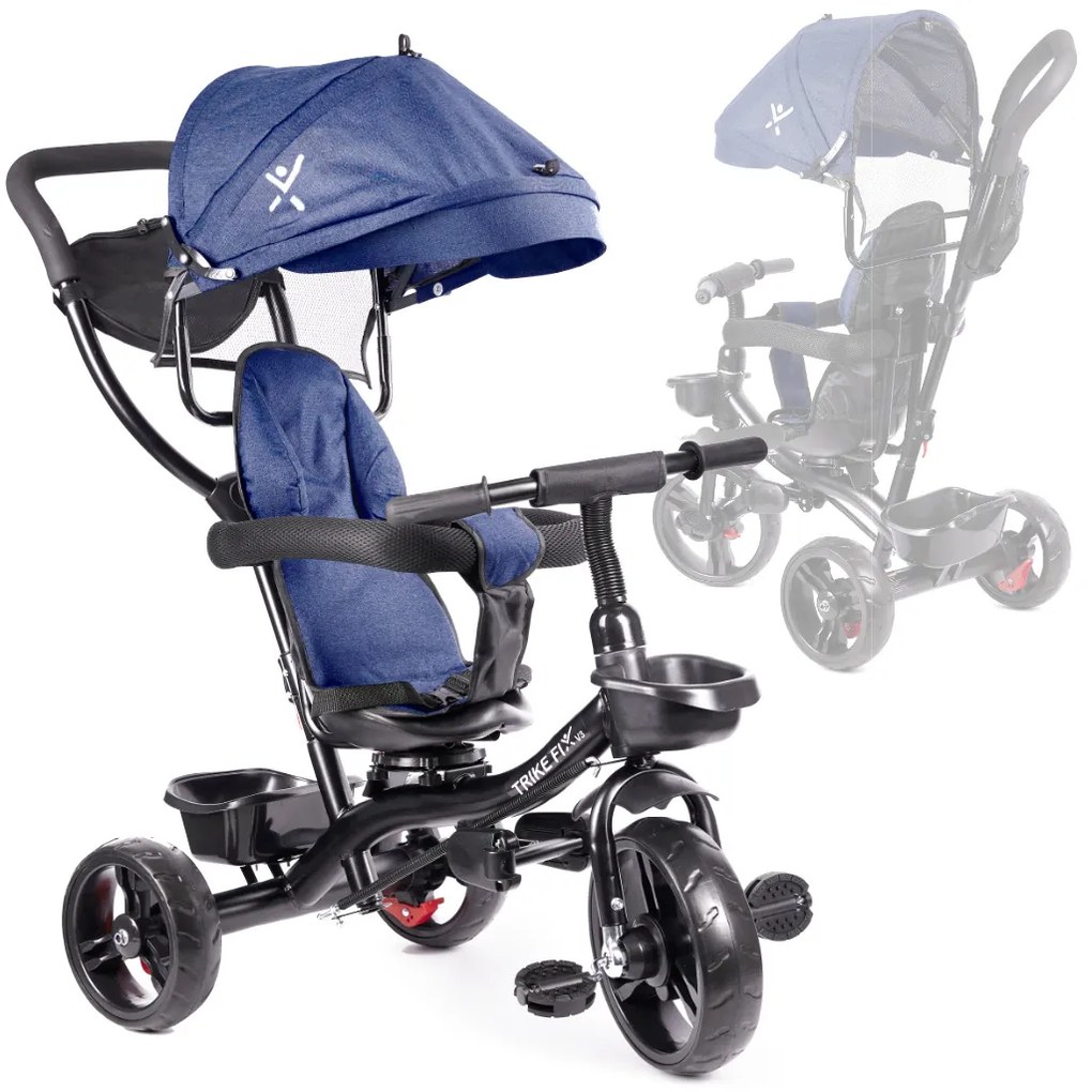 KIK Trojkolka TRIKE FIX LITE, 1-5 rokov, netlakové kolesá, otočné sedadlo, námornícka modrá