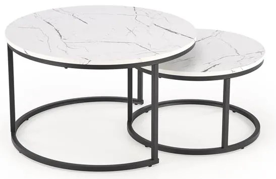 KONFERENČNÝ STOLÍK DAVINO BIELY MRAMOR + ČIERNY