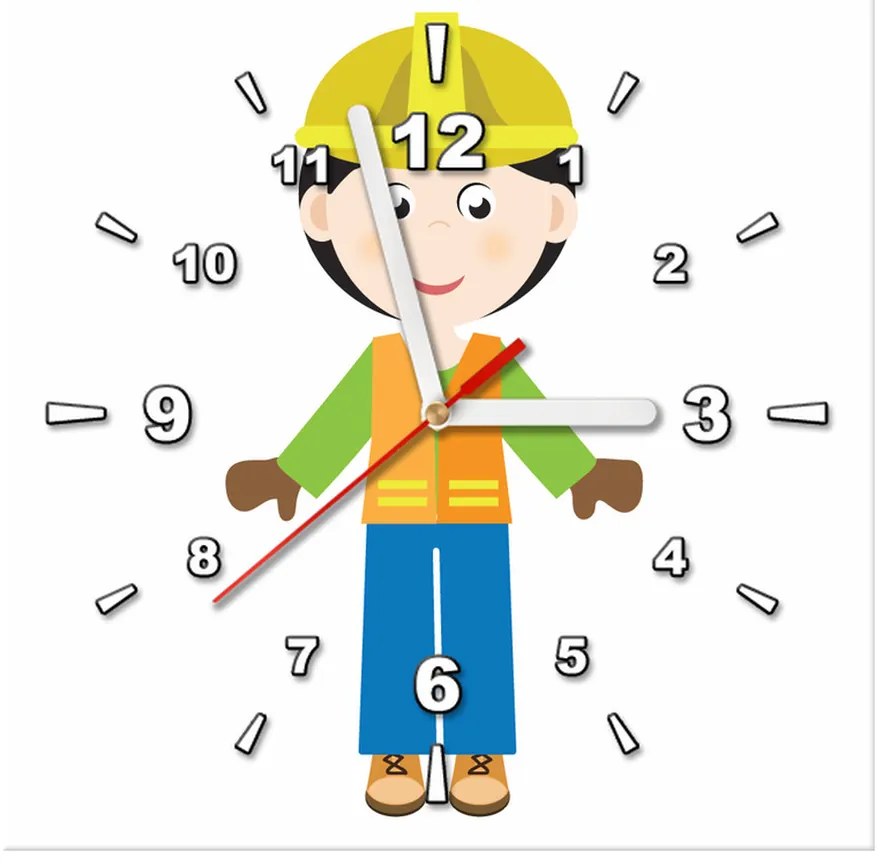 Gario Obraz s hodinami Malý staviteľ Rozmery: 30 x 30 cm