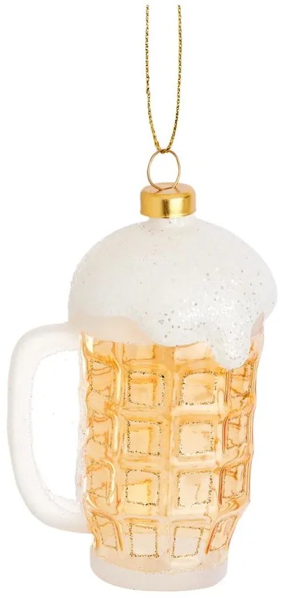 Sklenená ručne vyrobená vianočná ozdoba 9,5 cm Frothy Beer – Sass & Belle