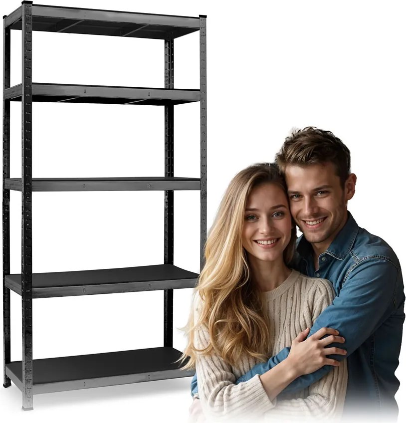 Kovový úložný regál 180 x 90 x 40 cm Humberg HR-851 čierny