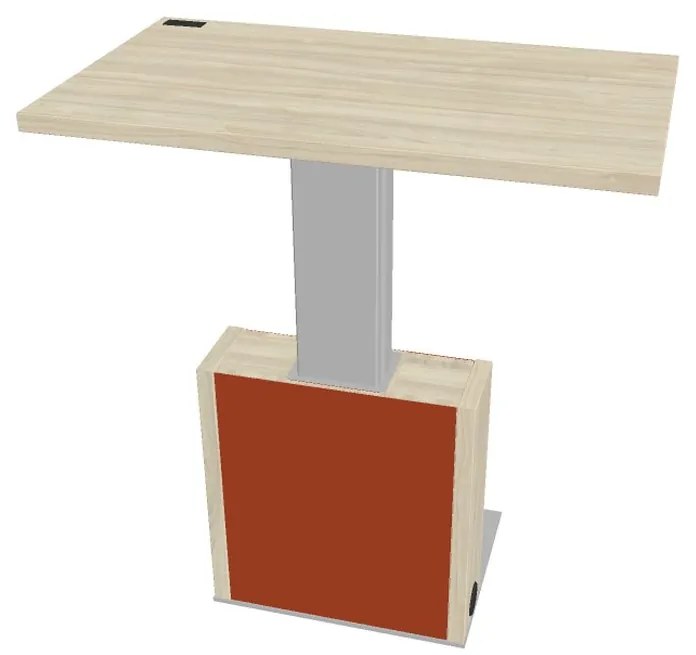 Výškovo nastaviteľný rokovací stôl Verno+ S 120 x 70 cm, agát / oranžová