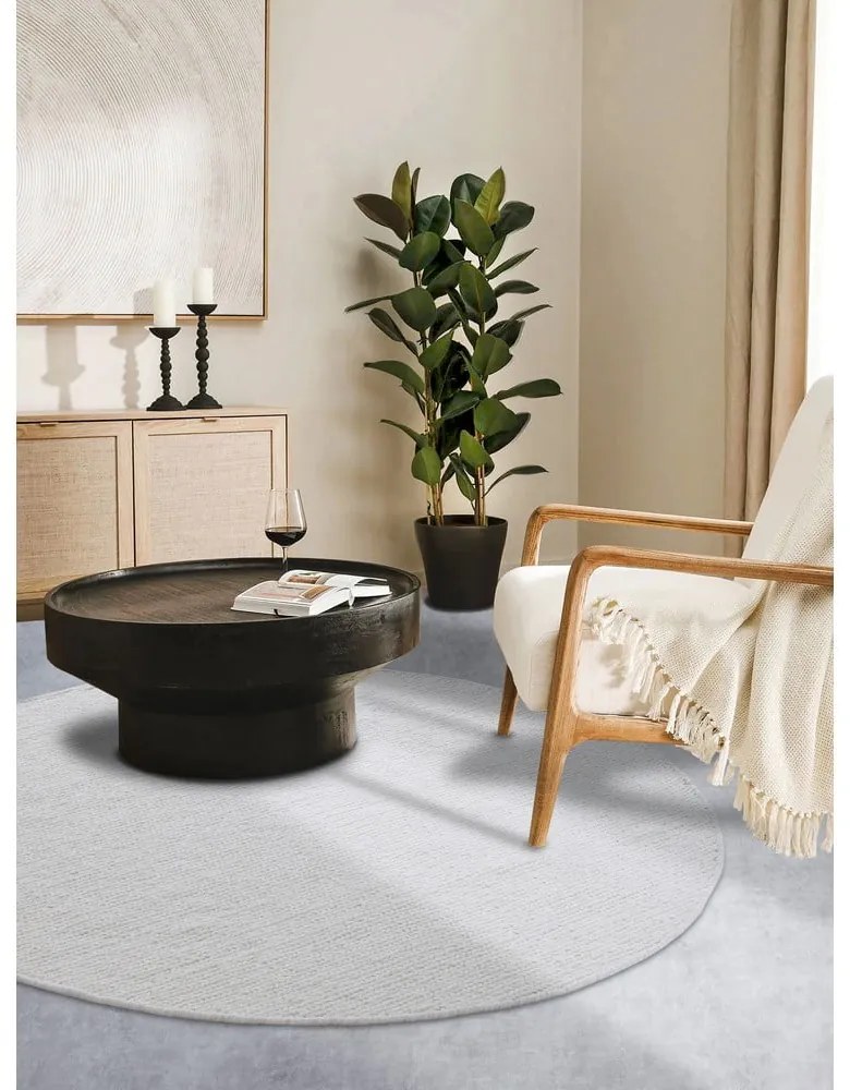 Biely ručne tkaný vlnený okrúhly koberec ø 160 cm Francois – Villeroy&amp;Boch