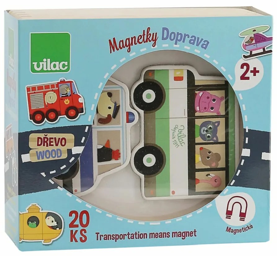 Vilac Hračky Dřevěné magnetky doprava 20ks