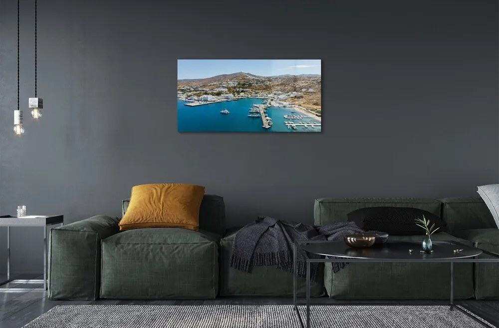 Sklenený obraz Grécko Coast horské mesto 120x60 cm