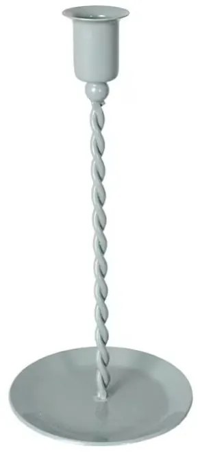 Biely kovový krútený svietnik na úzku sviečku Estelle - Ø 10,5*22 cm