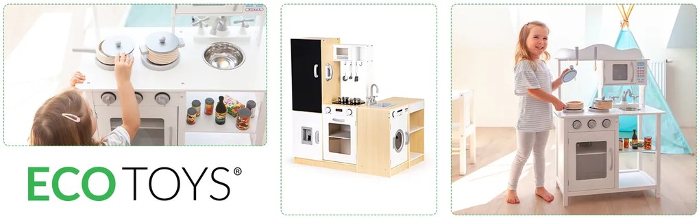 Drevená kuchynka pre deti samostatné segmenty XXL doska + LED ECOTOYS