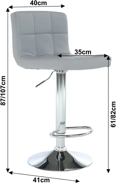 Kondela Barová stolička, KANDY NEW, ekokoža sivá/chróm
