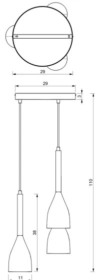 Luster na lanku MUZA 3xE27/60W/230V okrúhly