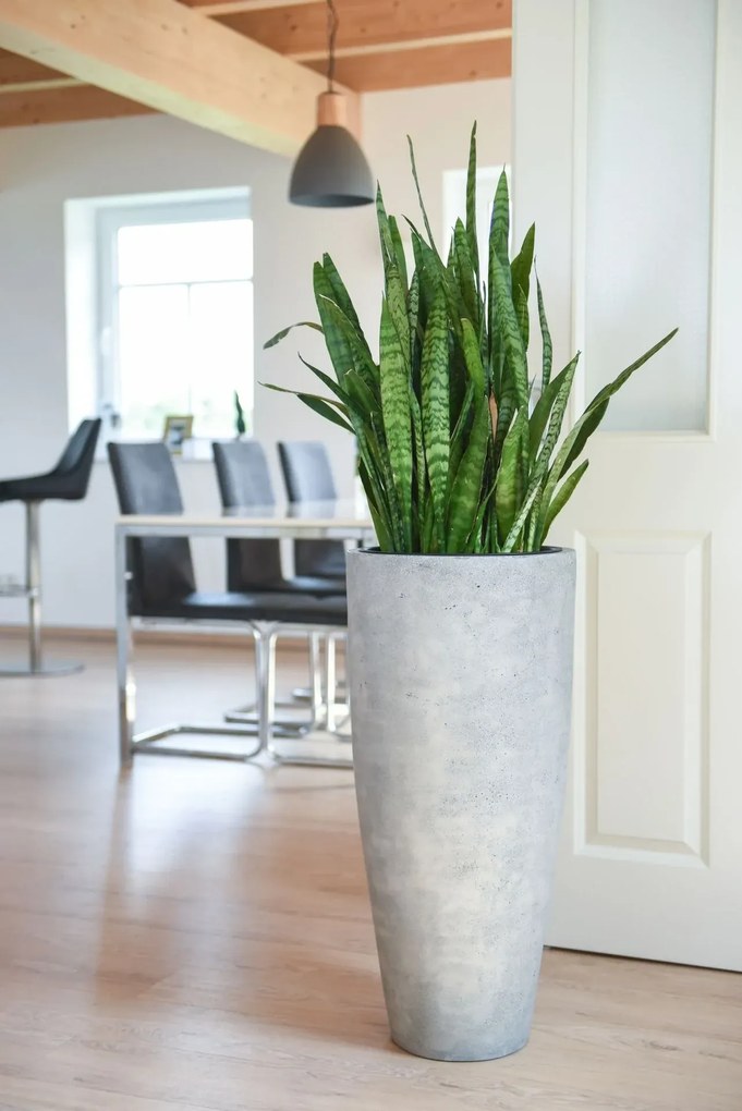 Kvetináč CITY, sklolaminát, výška 80 cm, betón design, sivý