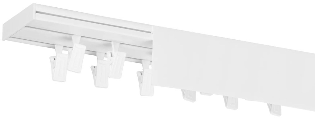 Dekodum PVC stropná lišta s krytom dvojitá biela Dĺžka koľajnice (cm): 200, Typ prichytenia: Žabky