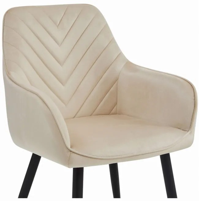 Set dvoch jedálenských stoličiek NANA zamatové, béžové (čierne nohy) 2 ks