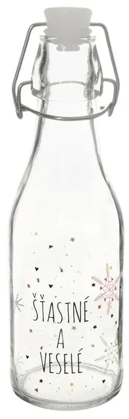 Orion Fľaša s klip uzáverom Vločka červená, 0,29 l, 290 ml