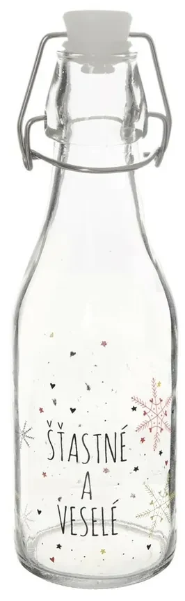 Orion Fľaša s klip uzáverom Vločka červená, 0,29 l, 290 ml