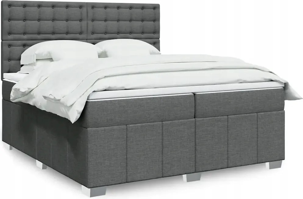 vidaXL Boxspring posteľ s matracom tmavosivá 200x200 cm látka