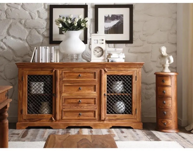 furniture-nabytek.cz - Masívny príborník Merlin II, lakovaný, hnedý – 180×45×90 cm