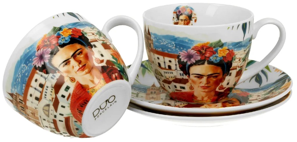 Porcelánová šálka s podšálkou Mexican Art Frida 270 ml sada 2ks