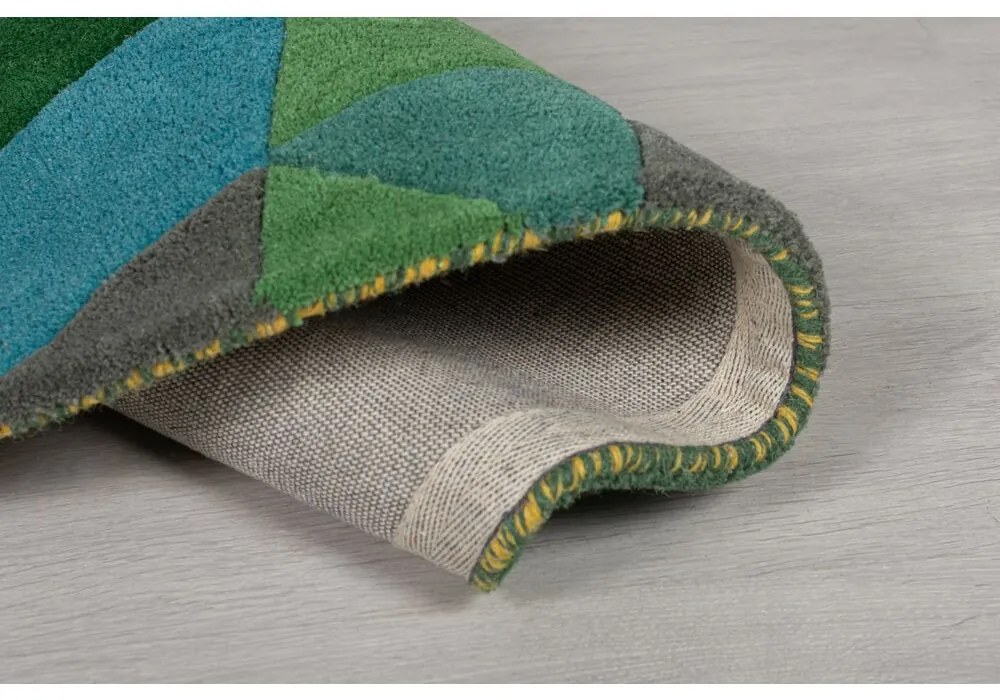 Ručne všívaný kusový koberec Illusion Prism Green/Multi kruh, 160x160 (priemer) kruh, viacfarebná, obývacia izba, Flair Rugs