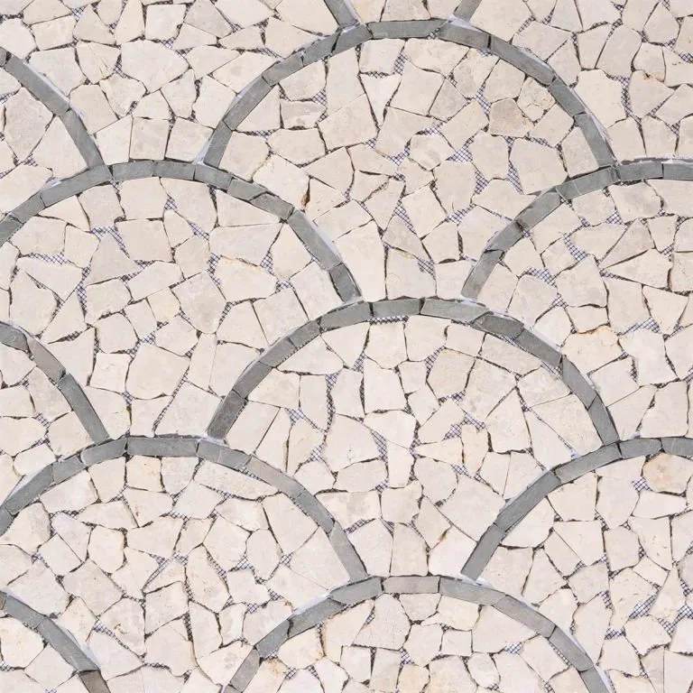 Mozaika z prírodného kameňa, vejár, béžová, 0,98 m2