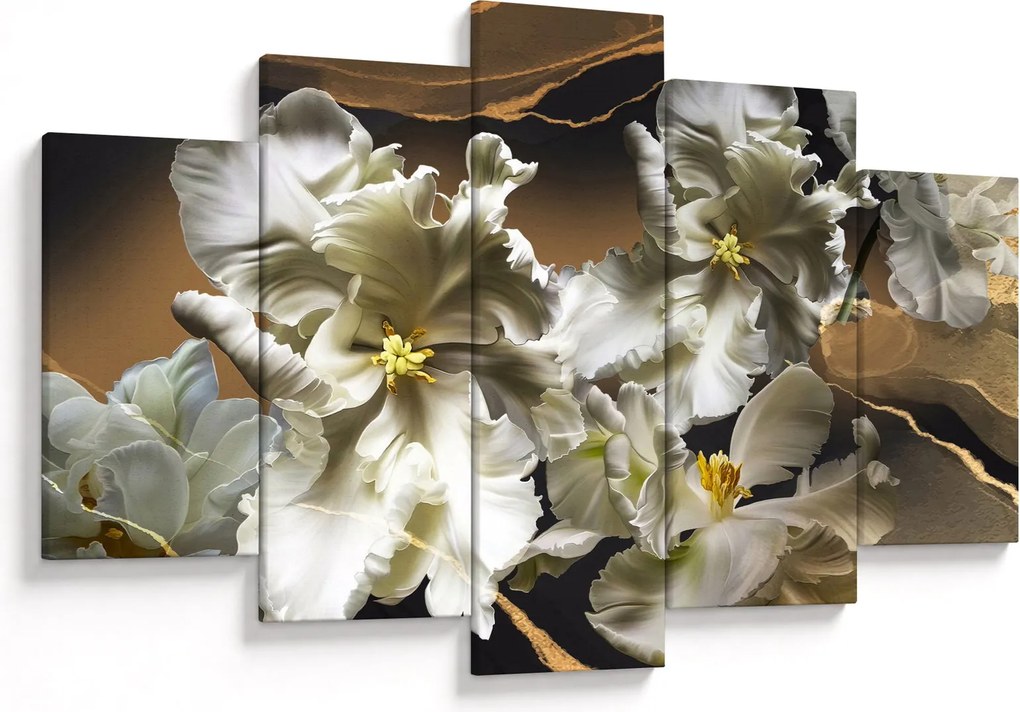 Obraz - Kvety orchideí na mramorovom pozadí (150x105 cm)