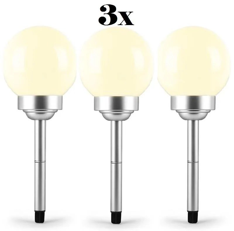 LED-Flower 30, 3x záhradné svietidlo, solárna lampa, Ø 30 cm, 4 LED diódy, IP44, teplá biela