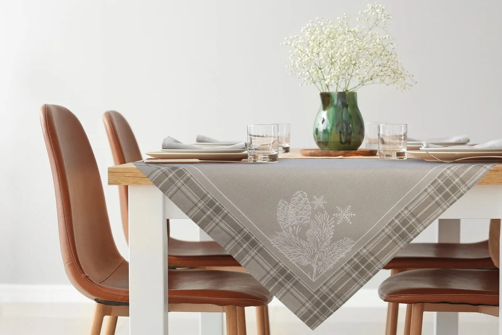 VIANOČNÝ GOBELÍNOVÝ OBRUS HOLLY 90X90 CM VZOROVANÝ