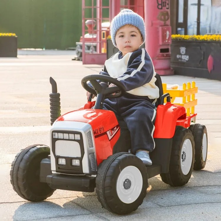 Elektrické autíčko Traktor s prívesom NV-X611 červené