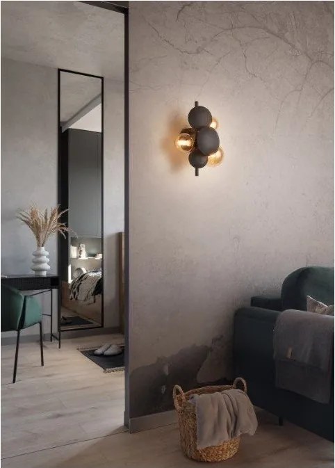 Nástenné svietidlo v sivo-zlatej farbe Bubble – Trio Select